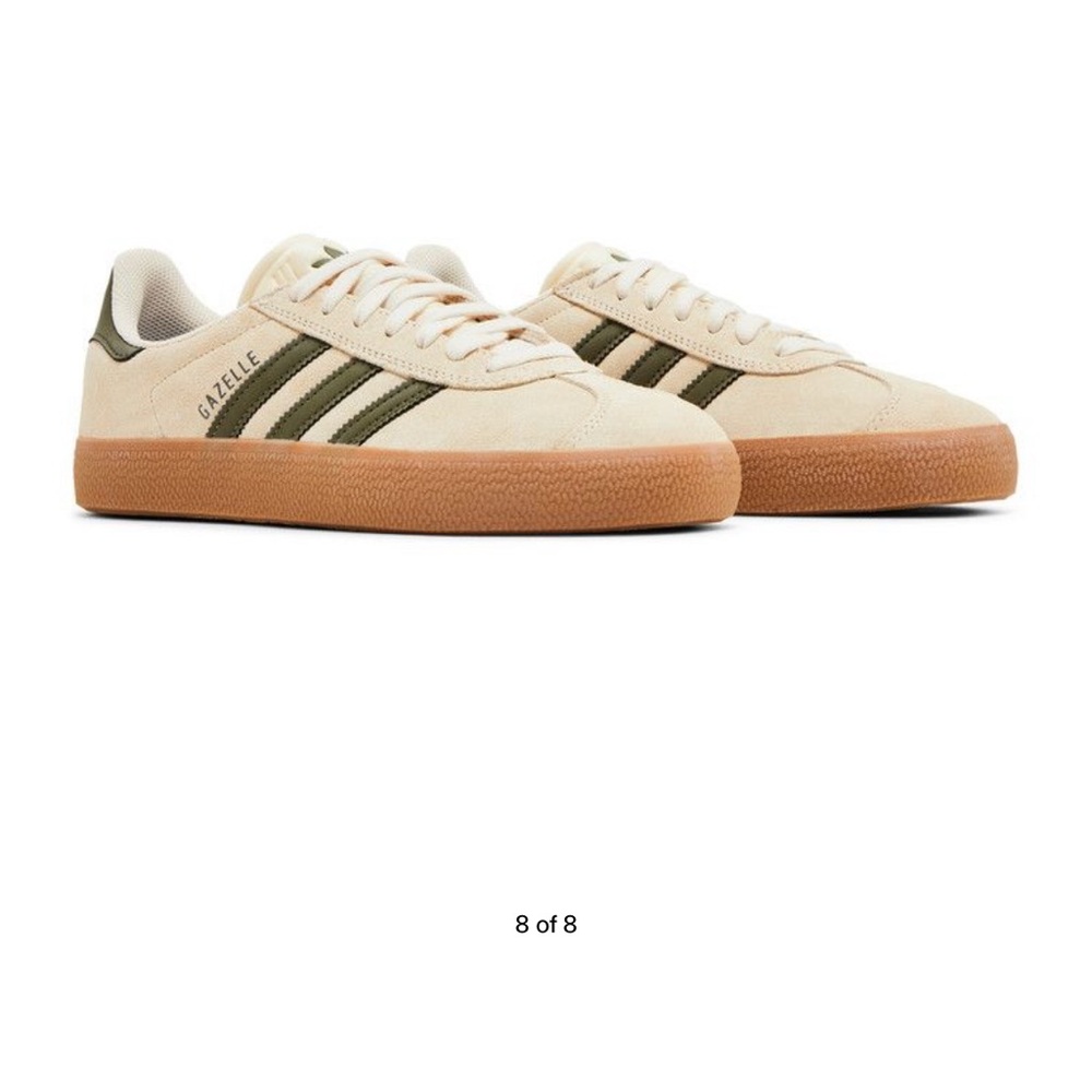Adidas Cream and Green Sneakers Classic Suede Design